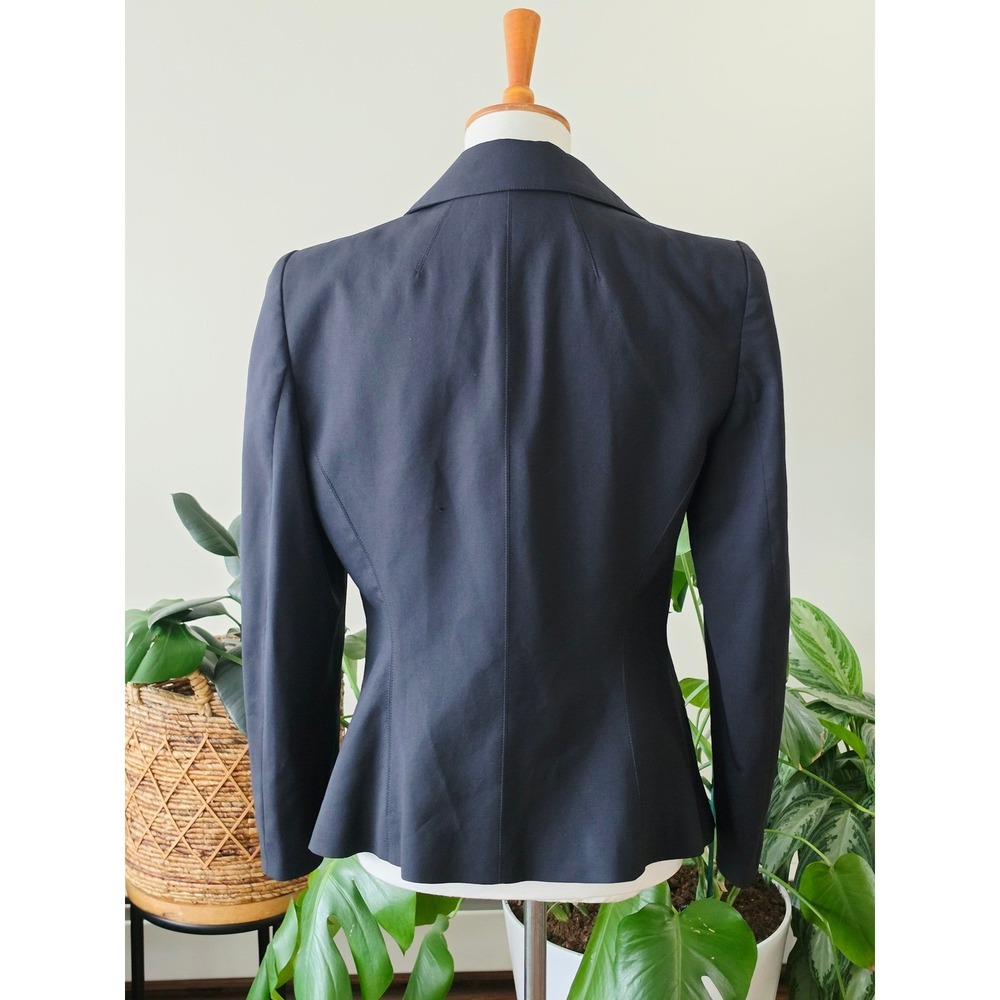 VTG Roberto Cavalli Navy Single Button Wool Blazer Leopard Trim Made in Italy 46 - Picture 14 of 16
